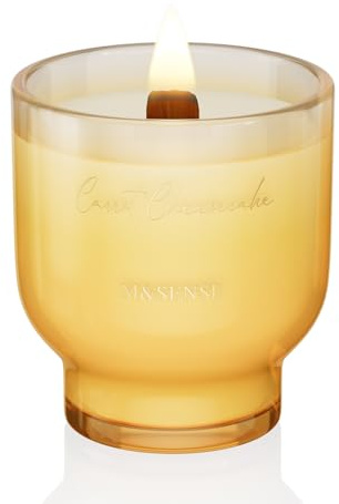 M&SENSE Duftkerze Karotten-Käsekuchen|Knisterkerze mit Holzdocht|280g 60 Stunden Lang Brennende Sojawachs Duftkerzen im Glas|Luxus Kerze Geschenk für Männer und Frauen