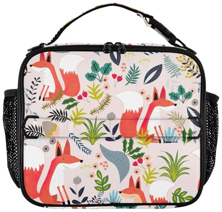 Cute Fox Weeds - Lonchera aislada para el colegio, tamaño pequeño, bolsa de almuerzo para enfermeras para el trabajo