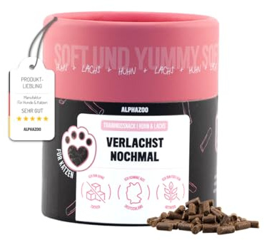 alphazoo Verlachst Nochmal 65g | Softes Katzenleckerli mit 30% Lachs & 57,5% Huhn | Getreidefrei, ohne Zucker & ohne künstliche Zusätze | Perfekt für Training, Belohnung & Sensible Katzen