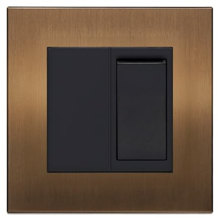 Aura 20A DP 1 Gang Switch - Double Pole Isolator Switch for Water Heater, boilers & Underfloor Heating - Modern, Premium, Easy to Install - 88x88mm, Requires 35mm Box Depth - Brushed Bronze