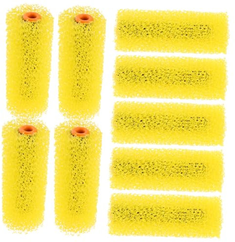 Operitacx 10pcs Yellow Sponge Paint Rollers with Elastic Paint Patterning and Excellent Retention for Projects and Exterior Wall Jobs