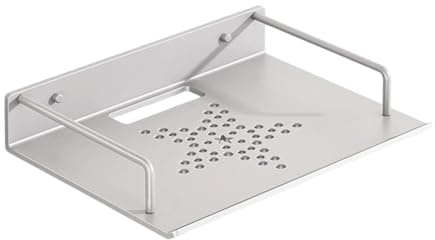 ZGUZMCMK Projektorhalterung Wandhalterung Ständer Regal Ablage Metall Stabil mit Belüftung für Schlafzimmer Büro Wohnzimmer, Silber, 28.5x24cm