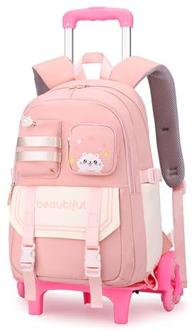 Zainetti Bambini con Rotelle Primario ,Zaino trolley scolastico ,Zaino da Viaggio Casual ,Zaino Con Carrello Sganciabile ,con Spallacci ,Tasca Porta Borraccia ,Unisex,per età 6-12 ,Scuola,Viaggio