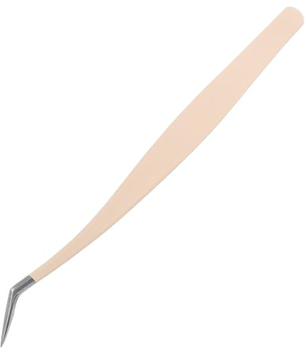 Wimpernpinzette für Künstliche Wimpern und Wimpernverlängerungen | Edelstahl, Beige, Präzise Greifspitze, Tragbar und Leicht, für Make Up Routine Sowie Doppelkleber