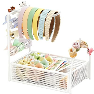 Yuhtech Haar-Zubehör-Organizer, Stirnband-Halter, Haarreifen-Präsentationsständer, Haarspangen-Aufbewahrungsbox, Schmuckhalter für Haarbänder, Stirnbänder, Schmuck und andere kleine Gegenstände