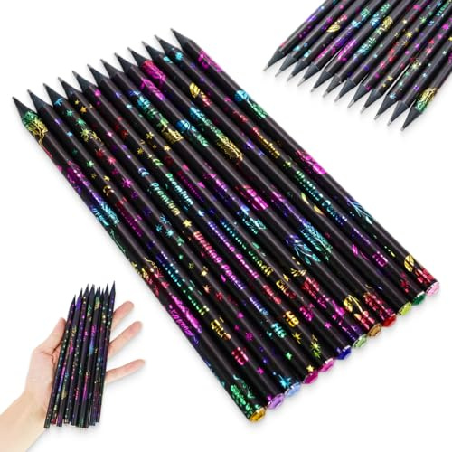12 HB svart trä strass pennor förhärdade pennor barn skola kontor ritning skiss färg kreativ kit brevpapper presentförpackning
