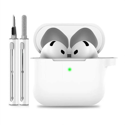 Schutzhülle für AirPods Pro 3 2025 mit Reinigungsset, weiche Silikon-Schutzhüllen für iPod Pro 3. Generation, Zubehör mit Schlüsselanhänger für Damen und Herren, Weiß