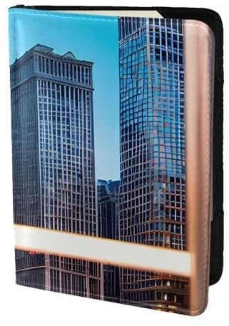 Chicago Reflect Print Reisepasshülle für Reisedokumente, 14 cm, stilvoll, sicher, für Männer und Frauen, Schwarz, One Size