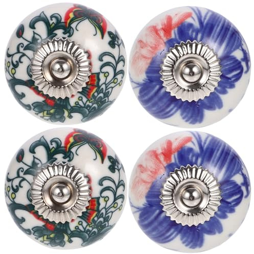DIYEAH 4 Piezas Pomelos de Cerámica Decorativos para Muebles Tiradores Artísticos para Armarios Diseño Exclusivo Estilo Europeo Duraderos y Fáciles de Limpiar para Renovar Puertas y