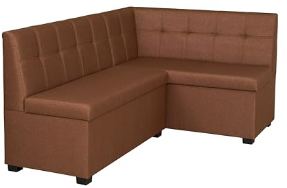 Rodnik Eckbank Komo, Sitzbank in Braun, Stauraum, Truhenbank 167x121 cm, bequem und modern (kurzer Schenkel rechts)