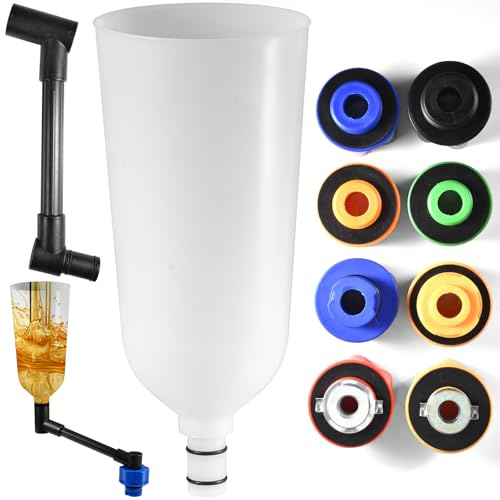 10Pcs No-Spill Coolant Funnel Kit, Car Engine Oil Funnel Adaptor Filling with Swivel Offset Extension Tube & 6 Adaptors for Infilling, Engine Oil Funnels Filler & Adaptor Set for Any Vehicle