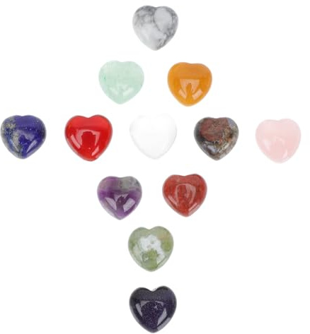 MUSISALY Piedras Decorativas en Forma de Corazón Mini Muestra de Mineral Natural Set de 12 Piezas Pequeñas para Decoración de Escritorio Accesorios para Hogar y Oficina Adornos
