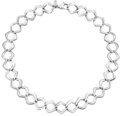 Breil, Collezione Elongé, Collana Donna, Catena in Acciaio Lucido con Maglie Romboidali, Chiusura a Moschettone, Lunghezza 45 cm, Idea Regalo Donna