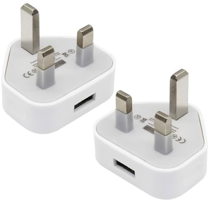Vmoomax USB Charger Plug 2 Pack, 5V 1A 5W AC to DC Power Adapter White, Compact USB Wall Plug for IP Cameras, Smartphones, Tablets, E-Readers and Other 5V USB Powered Devices