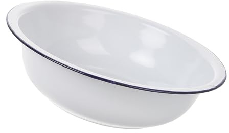 Happyyami Bol à Mélanger en Émail Blanc 32cm, Grosse Capacité, la Cuisine | Bassine Émail Vintage, Surface Lisse et Épaisse, Facile à Nettoyer, Repas Familiaux et Préparation Alimentaire