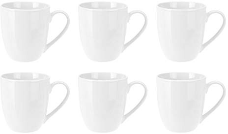 EuroDiscount Kaffeebecher Kaffeetasse Porzellan Weiß mit Henkel 6 Stück Set Modell-Auswahl, Modell:500 ml bauchige Form