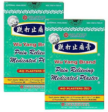 WU YANG BRAND Pain Relieving Medicated Plaster - Relief From Minor Aches and Pains of Muscles and Joints (Box, 10 Plasters - PACK OF TWO )