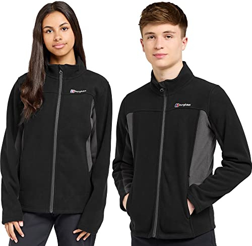 Berghaus Kid’s Tyndrum Full Zip Fleece with High Neck & 2 Hand Pockets, Warm, Soft & Comfortable Midlayer Jacket for Boys & Girls (UK, Age, 11 Years, 12 Years, Regular, Black)
