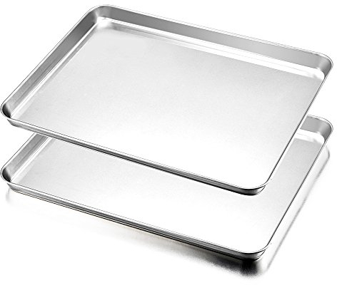 HaWare Baking Tray Set of 2, Stainless Steel Oven Tray– Large Cookie Sheet Pan for Baking Cooking Serving - 40 x 30 x 2.5 cm, Healthy & Non Toxic, Easy Clean & Dishwasher Safe