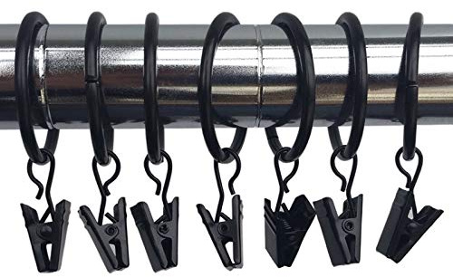 50 STK. 25mm Durchmesser Mehrzweck Vorhang Clip Schwarz Gardinenstange Gardinenringe Vorhangringe mit Clips