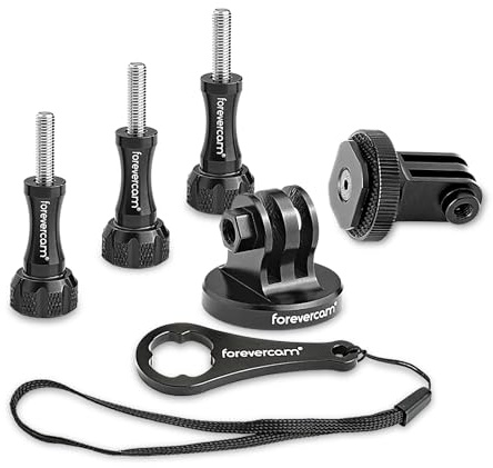 Forevercam 5-in-1 Action Camera Aluminum Thumbscrew Accessories Tripod Mount Adapter kit for GoPro Session, Fusion，Hero,6, 5, 4, 3+, 3, 2, 1