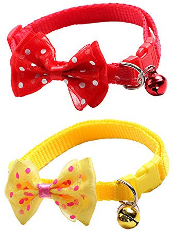 Anjing Katzenhalsband mit Fliege, verstellbar, 2 Stück