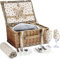 G GOOD GAIN Willow Picnic Basket Set for 2 Persons with Large Insulated Cooler Bag and Waterproof Picnic Blanket,Wicker Picnic Hamper for Camping,Outdoor,Valentine Day,Chirtmas,Thanks Giving,Birthday.