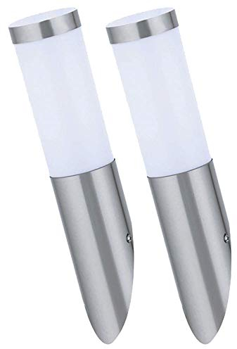 2er Set LED Fackel Wand Lampen Edelstahl Fassaden Haus Tür Beleuchtung Garten Außen Leuchten Terrasse