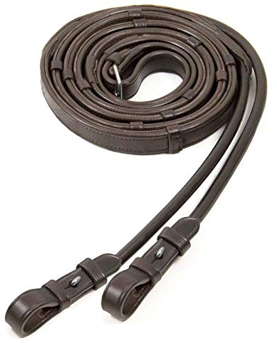 SCHOCKEMÖHLE Trensenzügel mit Zaumhaken rundgenäht, Beschläge:Edelstahl, Schockemöhle:braun