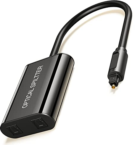 ANDTOBO 【Aufgerüstet Digitaler Toslink Optischer Splitter 1 in 2 Audiokabel Adapter -【Aktiv Splitter】