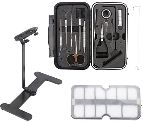 sprinton MAXIMUMCATCH Fliegenfischen Bindestock, Fliegenbinden Zubehör Set, Schraubstock und 12 Werkzeuge (Travel Fly Vise System)
