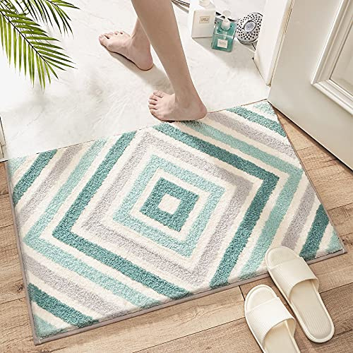 LNXSESN Badezimmerteppich Cyangraue Raute Badematte Flauschig Mikrofaser Badvorleger rutschfest Duschvorleger Schnelltrocknend Badteppich Waschbar Badmatte Verdicken Badematten & Badteppiche 40x60cm