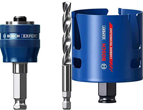 Bosch Professional 1x Expert Power Change Plus Lochsäge-Systemadapter (Ø 7,15 mm) + 1x Expert Construction Material Lochsäge (für Weichholz, Ø 68 mm, Zubehör Schlagbohrmaschine)