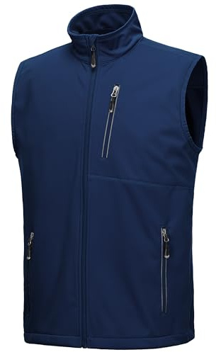 33,000ft Men's Windproof Lightweight Golf Vest Outerwear with Pockets, Softshell Sleeveless Jacket for Running Hiking Sports