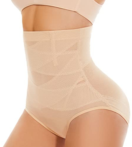 SIMIYA Damen Shapewear Bauchweg Unterhose Hoher Taille Miederhose Bauch Weg Unterwäsche Bauchkontrolle Miederpant Formt Sofort Elastisch Body Shaper für Frauen(Beige, L)