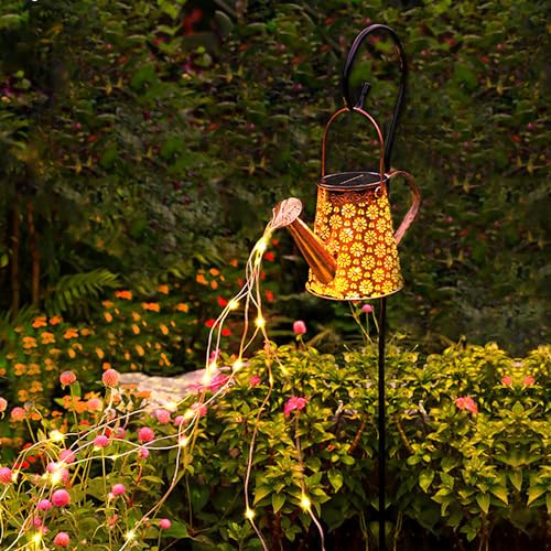 DUDUPIE Torch Lights Outdoor, Flickering Flame Garden Lights, Solar Powered Waterproof LED Garden Torches, Decorative Pathway Lights for Patio, Yard, Outdoor Landscape (Hanging Waterfall - 1 Pcs)