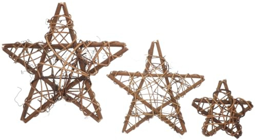 3PCS Christmas Star Shaped Wreath DIY Natural Grapevine Rattan for Home Garden Hanging Decoration Wedding Party