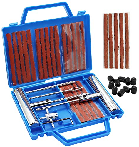 Iceten Tyre Repair Kit, Tyre Puncture Repair Kit with Storage Box Emergency, 42 Pcs Tubeless Tyre Repair Tool Kits, Flat Tyre Plug Tools For Bikes, Auto, Motorcycle, Jeep, Truck, Van