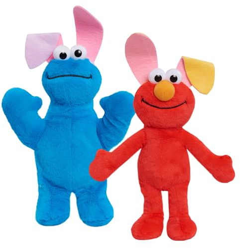 Just Play Sesamstraße Ostern Kleines Plüschbündel, 22,9 cm hoch, Elmo und Krümelmonster Stofftiere, Kinderspielzeug für Kinder ab 18 Monaten