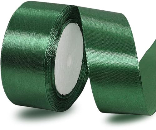 IMSOLDECOR Satinband Dunkelgrün 40mm, 23m Geschenkband für Hochzeit | Bänder für Geschenkverpackungen, DIY-Basteleien, Blumensträuße, Nähprojekte, Schleifenherstellung, Geburtstags Dekoration