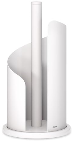 stardis Porte-rouleau d'essuie-tout design en acier inoxydable mat H 30 cm Ø 15 cm Porte-rouleau de papier essuie-tout debout Blanc pur