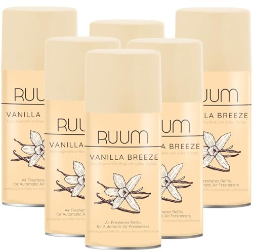 RUUM Lufterfrischer Nachfüller Vanilla Breeze 250ml (6er Pack) | Raumduft-Spray-Nachfüller, kompatibel mit Freshmatic Max, sanft-süßer Vanilleduft