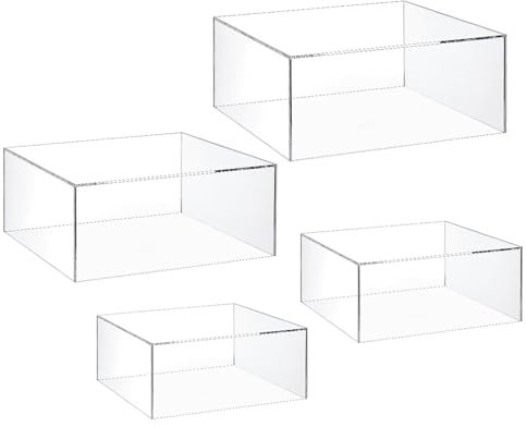 Acryl-Erhöhungen für die Präsentation, Sockel-Figuren-Präsentationsregal | Acryl-Riser Acryl-Display-Riser 4 Stück - Stabiler Würfel-Organizer zum Präsentieren, sicher für Figuren, Parfüms, Kosmetika