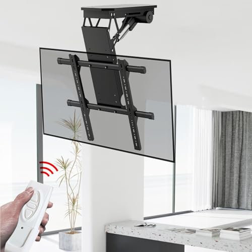 Support TV Électrique Au Plafond - Support Mural TV, Ascenseur TV électrique télescopique avec télécommande et commande par interrupteur, pour téléviseur LCD LED plasma 50-70/50-90 pouces(50-90inch TV