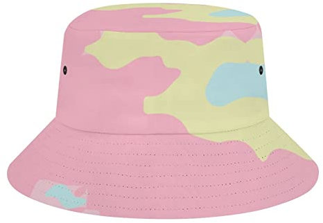 Unisex Fischerhut Bunt Camouflage Rosa Gelb Blau Fisherman Caps Klassische Fischerhüte Atmungsaktives Anglerhut Für Urlaub Ausflüge Camping
