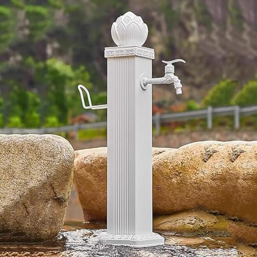Freistehende Outdoor Wassersäule, Wasserzapfsäule Garten, Garten Wassersäule Wasserbrunnen Mit Schlauch Aufhänger Stand, Boden Montiert Wasserhahn, Standbrunnen, Für Den Außenbereich(112cm/44.1in)