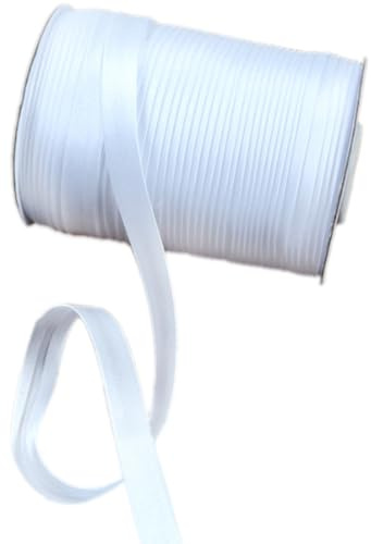 Anevous 80m Satin Schrägband, 1,5 cm Satinband zum Nähen, Flaches Satin Paspelband für Cheongsam Dekoration, Kleidungsnähte Paspeln, Nähen Kleidung, Binden, Säumen, Quilten, Paspeln,Weiß