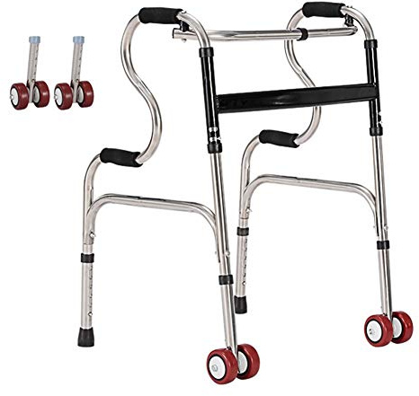 Aioneer Déambulateur en Acier Inoxydable À 2 Roues, Déambulateur Roulant pour Adultes, Personnes Âgées, Femmes Et Hommes, Décoration D'Intérieur Et D'Extérieur
