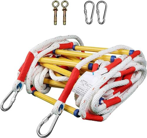 Fire Escape Ladder Emergency Fire Escape Rope Ladder - Quick Deployment Safety Rope Ladder with Hook - Safe and Reliable Fire Escape Ladder
