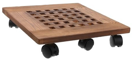 YARNOW Bandeja Móvil para Macetas De Madera 35x35 Cm con 6 Ruedas Resistentes y Freno Diagonal Adecuado para Jardín y Terraza Movimiento Fácil y Duradero